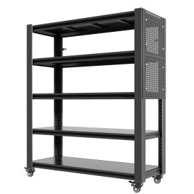 78"H 5 Tier Adjustable Shelving with Pegboard and Wheel, Heavy Duty Storage Shelves 18"D*47.2"W*78"H
