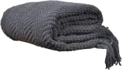 Dark Grey Throw Blanket for Couch, Knit Charcoal Throw Chair, 50 x 60 Inch - Super Soft Warm Grey Blanket