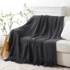 Dark Grey Throw Blanket for Couch, Knit Charcoal Throw Chair, 50 x 60 Inch - Super Soft Warm Grey Blanket