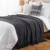 Dark Grey Throw Blanket for Couch, Knit Charcoal Throw Chair, 50 x 60 Inch - Super Soft Warm Grey Blanket