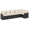 Garden Sofa Set Black PE Rattan Large Adjustable Feet