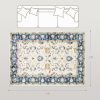Boho Machine Washable Area Rug 5x7, Non-Slip Floral Print Floor Carpet for Living Room, Bedroom, Dining Room, Blue