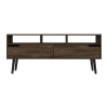 Tv Stand for TV´s up 52", Three Open Shelves, Two Flexible Drawers, Dark Walnut