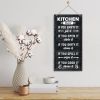 Hanging Kitchen Rules Wood Decor Sign, Rustic Kitchen Wooden Signs, Printed Wood Wall Art Sign, Kitchen Door Rules