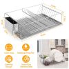 Dish Drying Rack Stainless Steel Dish Rack w/ Drainboard Cutlery Holder Kitchen Dish Organizer feat on TIK TOK
