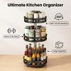 Space Saving 3-Tier Rotating Spice Rack Organizer – Carbon Steel 360° Metal Turntable, Multifunctional Kitchen Seasoning & Condiment Storage Rack