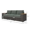 3-Seat Outdoor Patio Sofa with Cushions, PE Rattan Wicker Sofa with Wide Armrests, Outdoor Wicker Couch, Dark Gray