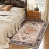 Boho Area Rug 4x6, Machine Washable Rug, Non-Slip Print Pattern Medallion Carpet for Living Room, Bedroom, Tawny Brown