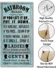 Blue Rustic Western Bathroom Decor - Funny Wall Signs, Farmhouse Country Rules Wall Decor C1