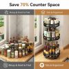 Space Saving 3-Tier Rotating Spice Rack Organizer – Carbon Steel 360° Metal Turntable, Multifunctional Kitchen Seasoning & Condiment Storage Rack