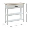 Retro Sofa Console Table White Multifunctional Hallway Entry Large Storage Durable