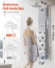 Shower Panel Tower System with Rainfall Shower Head, LED, 49 in Brushed Stainless Steel Shower Column, 4-Function Faucet, 6 Body Jets
