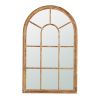 34x54.3" Large Arched Accent Mirror with Brown Frame with Decorative Window Look Classic Architecture Style Solid Fir Wood Interior Deco