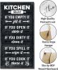 Hanging Kitchen Rules Wood Decor Sign, Rustic Kitchen Wooden Signs, Printed Wood Wall Art Sign, Kitchen Door Rules