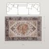 Boho Area Rug 4x6, Machine Washable Rug, Non-Slip Print Pattern Medallion Carpet for Living Room, Bedroom, Tawny Brown