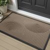 Beige Outdoor Mat 17"x30" Non Slip Front Door Mat Outside Absorbent Rubber Welcome Mat Low Profile Dirt Trapper Indoor Outdoor Doormat