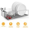 Dish Drying Rack Stainless Steel Dish Rack w/ Drainboard Cutlery Holder Kitchen Dish Organizer feat on TIK TOK