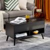 Black 31.5 Inch Lift-Top Coffee Table with Hidden Storage and 2 Open Shelves