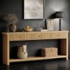 Console Table, Long Wooden Sofa Table with 3 Drawers