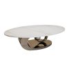 Marble Coffee Table with Sculptural Stainless Steel Base