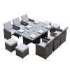 Grey Direct Wicker 11-Piece Outdoor Wicker Dining Set Garden Rattan Dining Chair Lounge Set