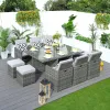 Grey Direct Wicker 11-Piece Outdoor Wicker Dining Set Garden Rattan Dining Chair Lounge Set