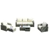 Grey Direct Wicker 5-Piece Outdoor Rattan Furniture Patio Conversation Set with Cushion