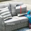 Light Gray Direct Wicker 5-Piece Wicker Patio Fire Pit Sectional Seating Set