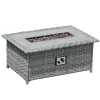 Gray Cushions Direct Wicker 5-Piece Wicker Patio Fire Pit Sectional Seating Set