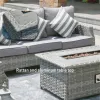 Gray Cushions Direct Wicker 5-Piece Wicker Patio Fire Pit Sectional Seating Set