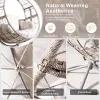 Wicker Outdoor Indoor Swing Chair with 4-in-1 Cushions, Metal Frame, Wicker Hanging Chair, Grey