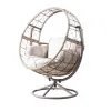 Wicker Outdoor Indoor Swing Chair with 4-in-1 Cushions, Metal Frame, Wicker Hanging Chair, Grey