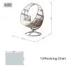 Wicker Outdoor Indoor Swing Chair with 4-in-1 Cushions, Metal Frame, Wicker Hanging Chair, Grey