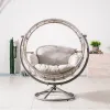 Wicker Outdoor Indoor Swing Chair with 4-in-1 Cushions, Metal Frame, Wicker Hanging Chair, Grey