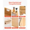 Double Layer Bread Box for Kitchen Counter, Large Capacity Bamboo, Farmhouse Wooden Breadbox, Burlywood