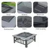 Lt Gray Durable Outdoor Fire Pit Table for Wood Burning with Accessories