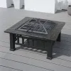 Durable Outdoor Fire Pit Table for Wood Burning with Accessories Direct Wicker