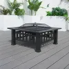Durable Outdoor Fire Pit Table for Wood Burning with Accessories Direct Wicker