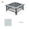 Lt Gray Durable Outdoor Fire Pit Table for Wood Burning with Accessories