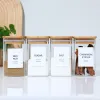 Empty Spice Jars with Label Pack (12x Bamboo Lid Glass Jar). Small 8oz Spice Storage Bottles, 72 Printed Spice Stickers and 20 Writable Pantry Labels
