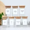 Empty Spice Jars with Label Pack (12x Bamboo Lid Glass Jar). Small 8oz Spice Storage Bottles, 72 Printed Spice Stickers and 20 Writable Pantry Labels