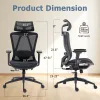 Ergonomic High Back Mesh Office Chair with Adjustable Headrest & Lumbar Support, Breathable Mesh Desk Chair with Padded Seat