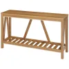 Farmhouse Console Table with Storage Shelf, Rustic Sofa Table with Anti-tipper for Living Room, Bedroom and Entryway, Brown