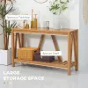 Farmhouse Console Table with Storage Shelf, Rustic Sofa Table with Anti-tipper for Living Room, Bedroom and Entryway, Brown