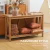 Farmhouse Console Table with Storage Shelf, Rustic Sofa Table with Anti-tipper for Living Room, Bedroom and Entryway, Brown