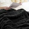 Black Fleece Throw Blanket for Couch Super Soft and Warm Lightweight Checkered Pattern Blankets for All Seasons, 50x60 Inches