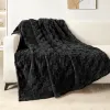 Black Fleece Throw Blanket for Couch Super Soft and Warm Lightweight Checkered Pattern Blankets for All Seasons, 50x60 Inches