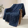 Navy Blue Fleece Throw Blanket for Couch, Super Soft and Warm Lightweight Checkered Pattern Blankets for All Seasons, 50x60 Inches,