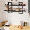 Black Floating Shelves, 15 Inch Wall Shelf Set of 2, Wall Mounted Storage Shelves 2-Tier