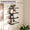 Black Floating Shelves, 15 Inch Wall Shelf Set of 2, Wall Mounted Storage Shelves 2-Tier